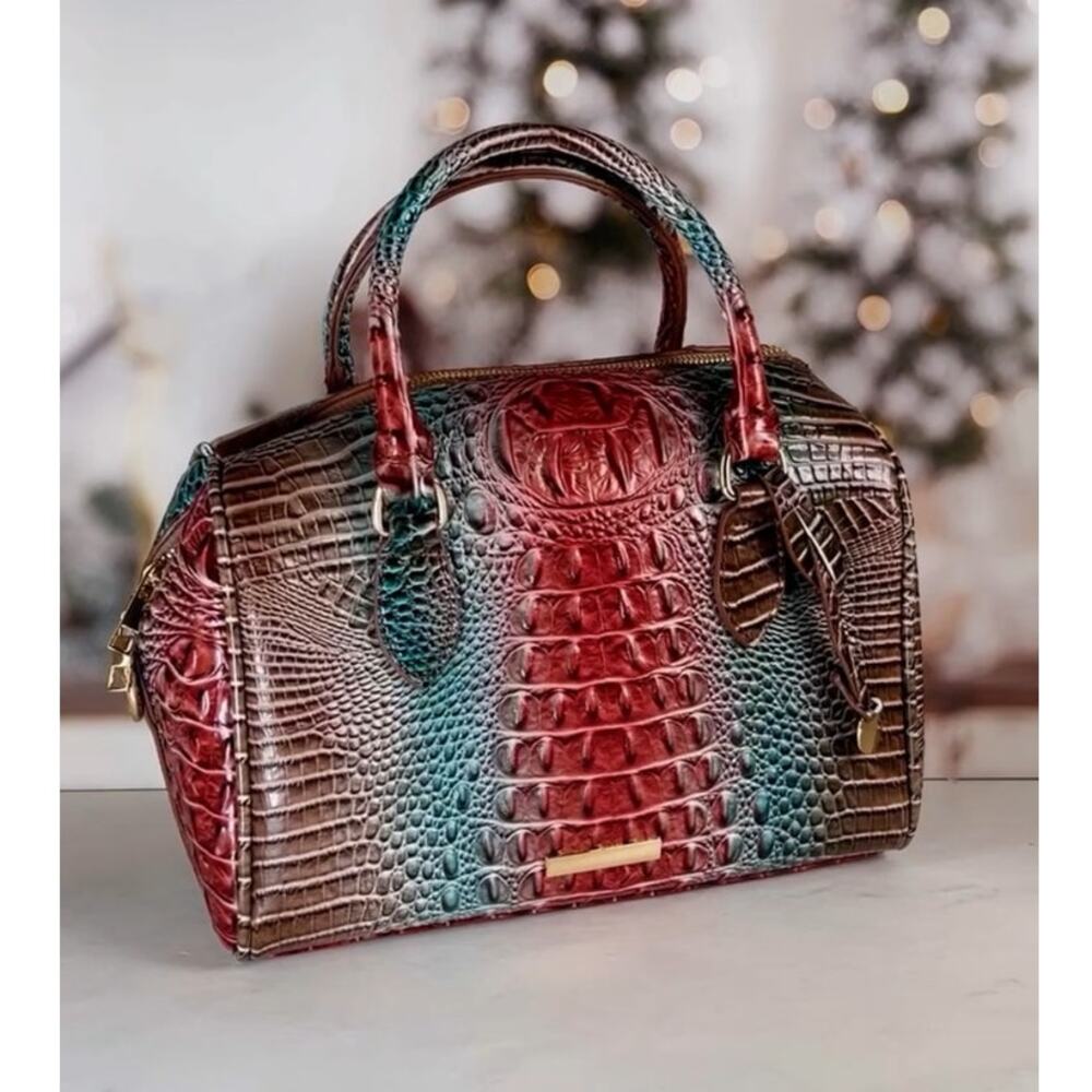 NEW Crocodile Embossed Top Handle Satchel Handbag Bag w Optional Crossbody Strap